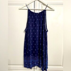 Old Navy Womens Size XL Navy Blue Red Sleeveless Mini DressTop with Pattern